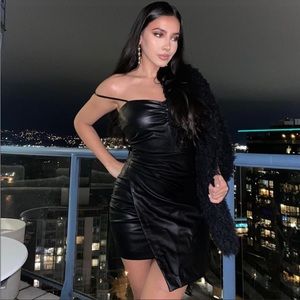 Zara black leather dress